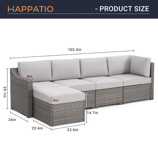 5 Piece Patio Conversation Set - Happatio