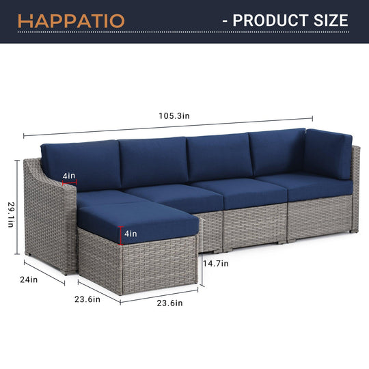 5 Piece Patio Conversation Set - Happatio