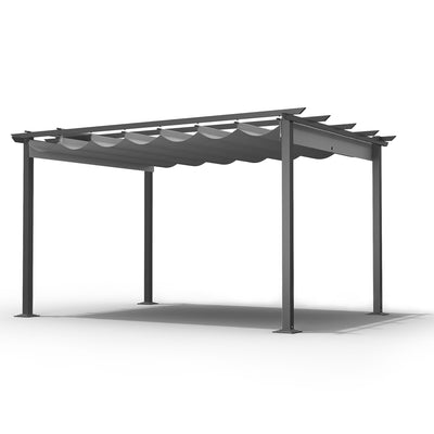 HAPPATIO 10' X 13' Pergola Retractable Pergola Canopy for Backyards, Gardens, Patios, Outdoor Pergola with Sun and Rain-Proof Canopy, Includes Ground Studs and Expansion Screws