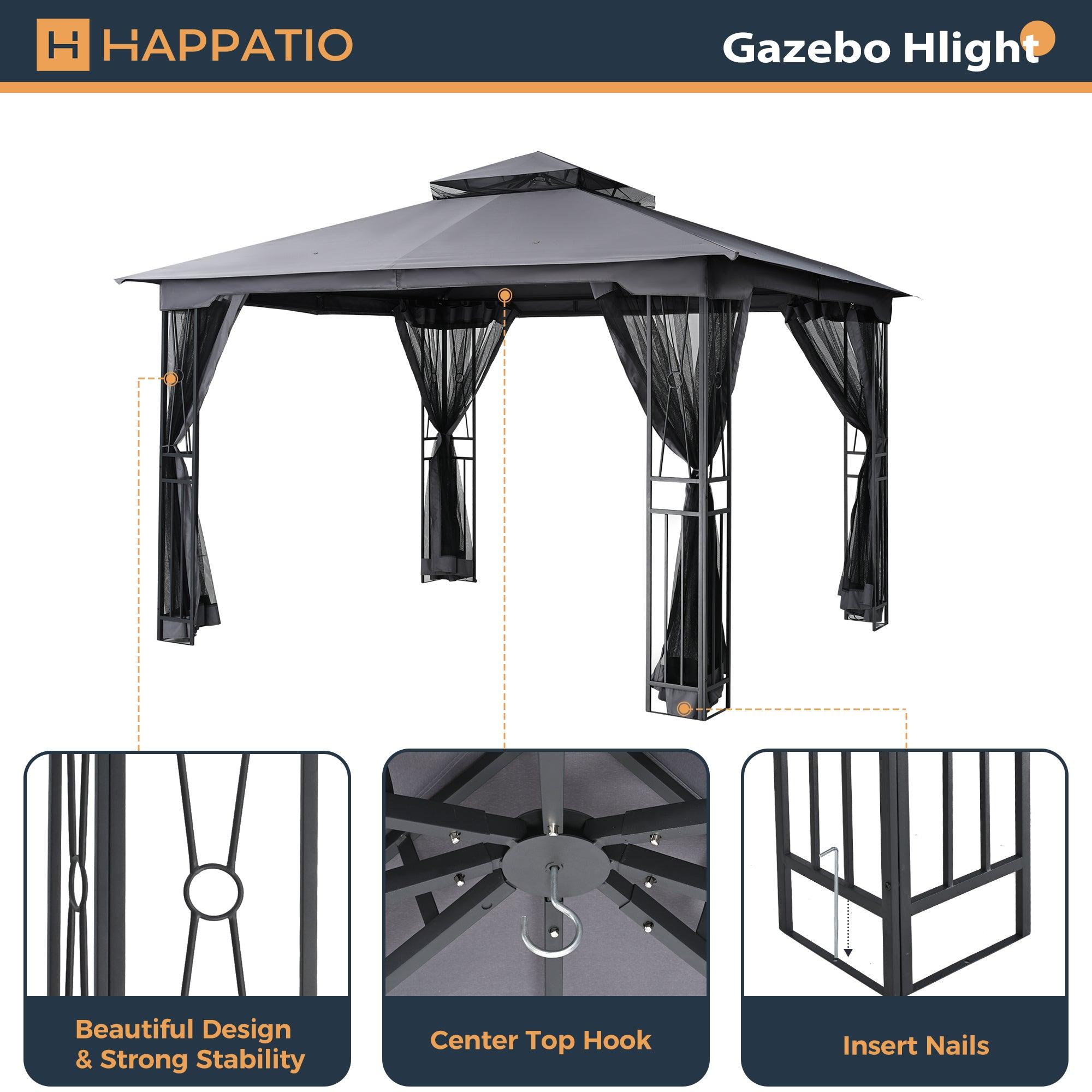 Patio Gazebo Double Roof 10' X 12'-HAPPATIO – Happatio
