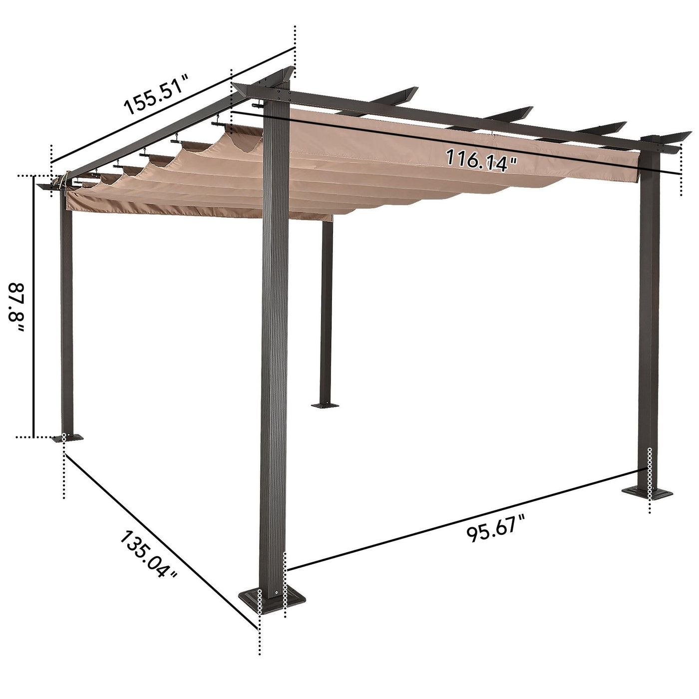Pergola Retractable Canopy 10' X 13' - Happatio