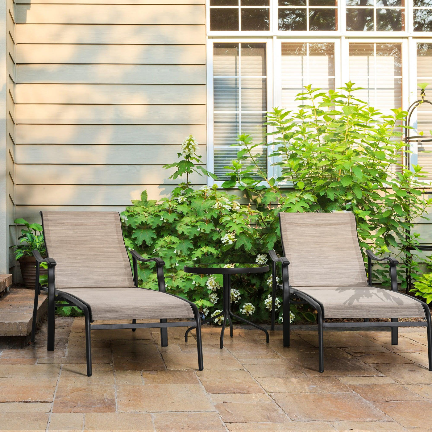 3 Pieces Patio Chaise Lounge Set - Happatio