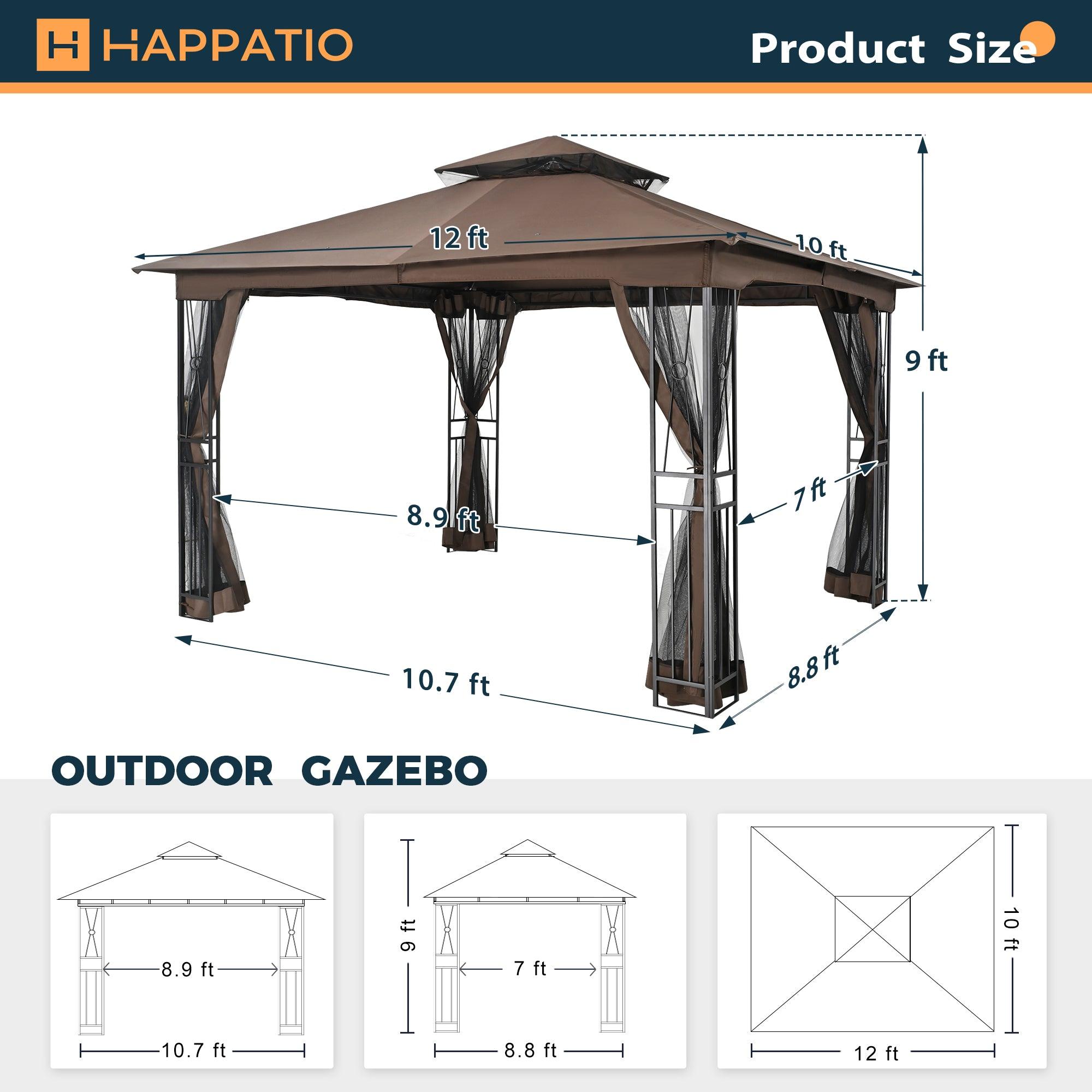 Patio Gazebo Double Roof 10' X 12'-HAPPATIO – Happatio