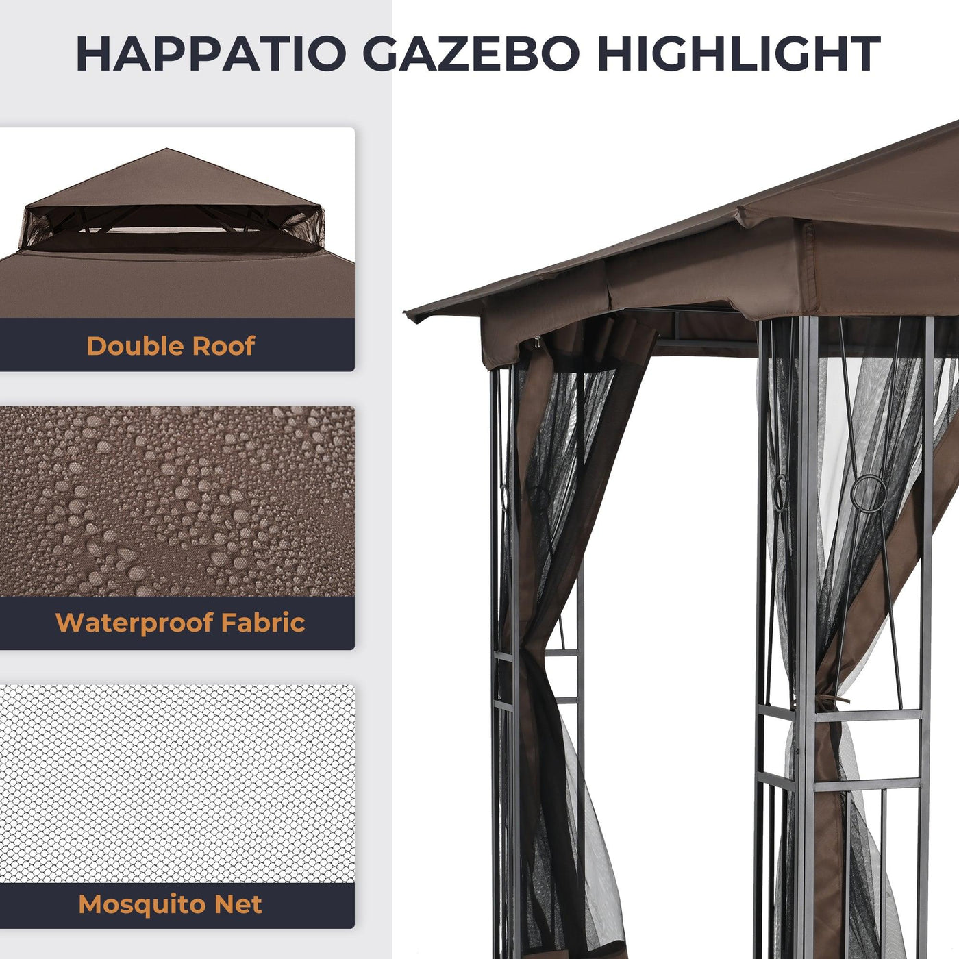 Patio Gazebo Double Roof 10' X 12' - Happatio