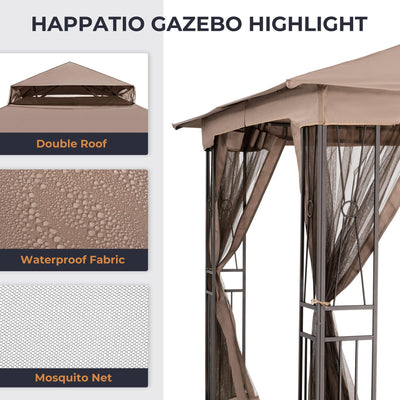 Patio Gazebo Double Roof 10' X 12' - Happatio