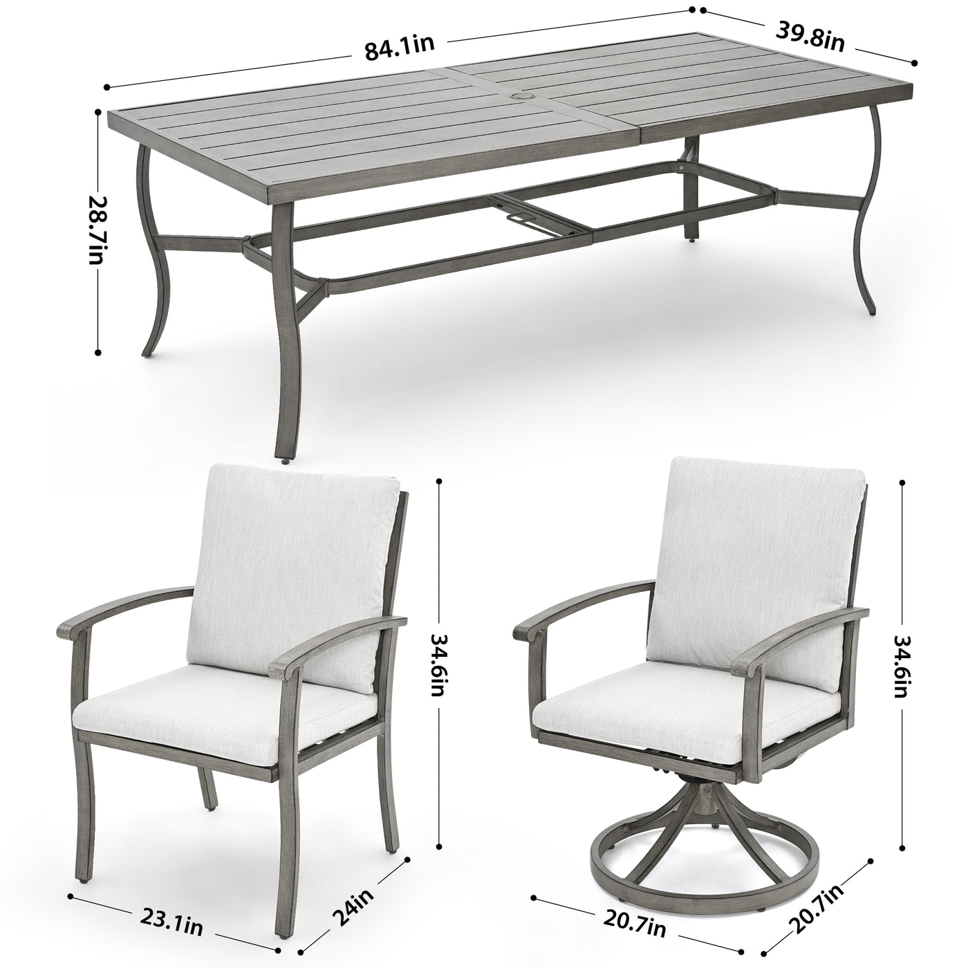 HAPPATIO 9 Piece Patio Dining Set, Aluminum Outdoor Dining Set, Aluminum Dining Table and Chairs Set, Patio Dining Furniture with Aluminum Table, Chairs and Washable Cushions