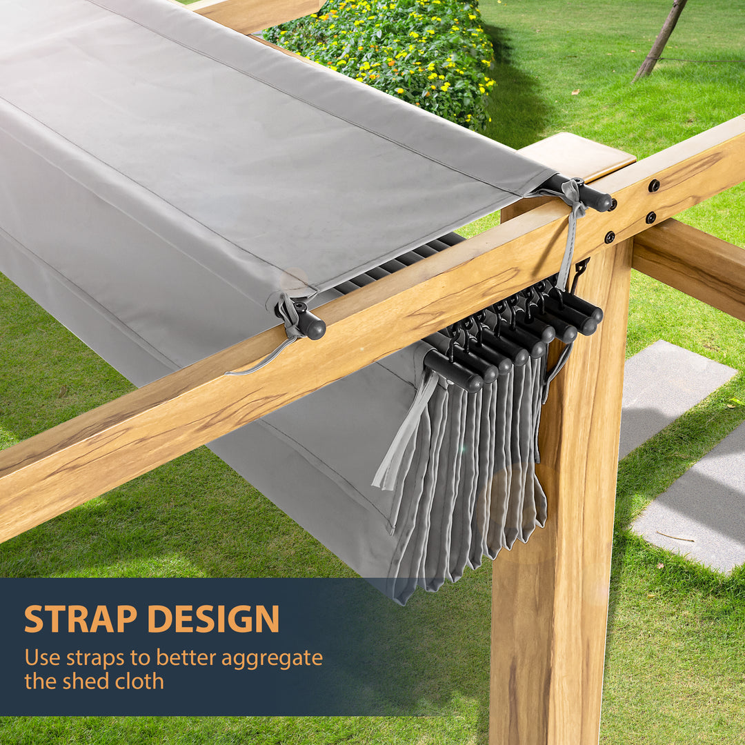 HAPPATIO 10' X 13' Pergola Retractable Pergola Canopy for Backyard, Garden, Patio; Woodgrain-Look Aluminum Pergola with Retractable Pergola Canopy, Includes Anchors and Expansion Screws