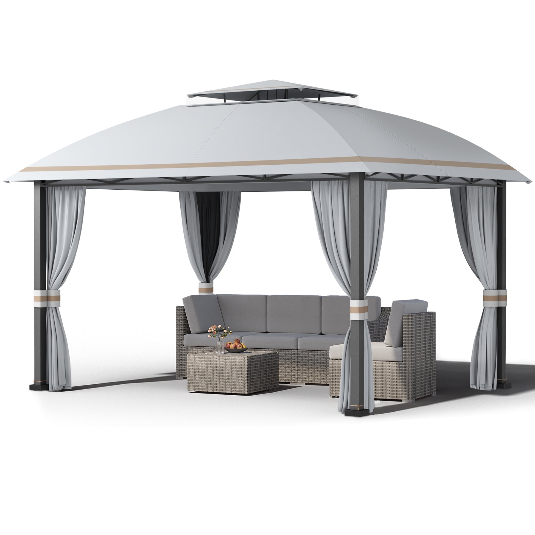 10 x 13 sun shelter with netting wilson and fisher HAPPATIO 10x13 Gazebo, Patio Gazebo with Mosquito Netting and Curtain, – Happatio