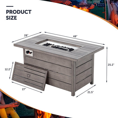 48 Inch Propane Fire Pit Table - Happatio