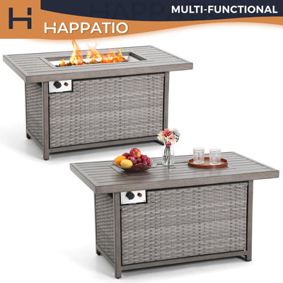 48 Inch Rattan Fire Pit Table - Happatio