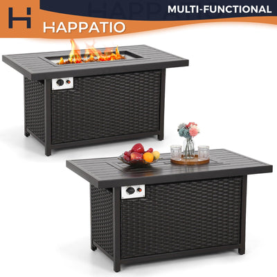 48 Inch Rattan Fire Pit Table - Happatio