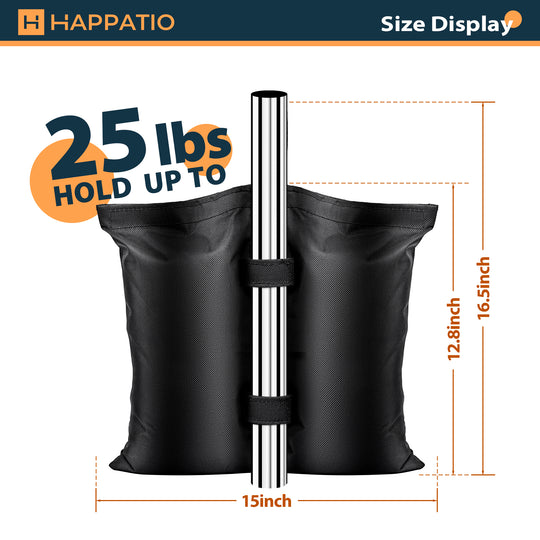 HAPPATIO Canopy Weights Set of 4 (Without Sands) , 1680D Sand Bags for Pop Up Canopy Tent, Gazebo, Patio Umbrellas, Sandbags for Weight