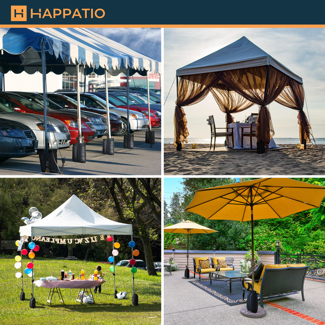 HAPPATIO Canopy Weights Set of 4 (Without Sands) , 1680D Sand Bags for Pop Up Canopy Tent, Gazebo, Patio Umbrellas, Sandbags for Weight