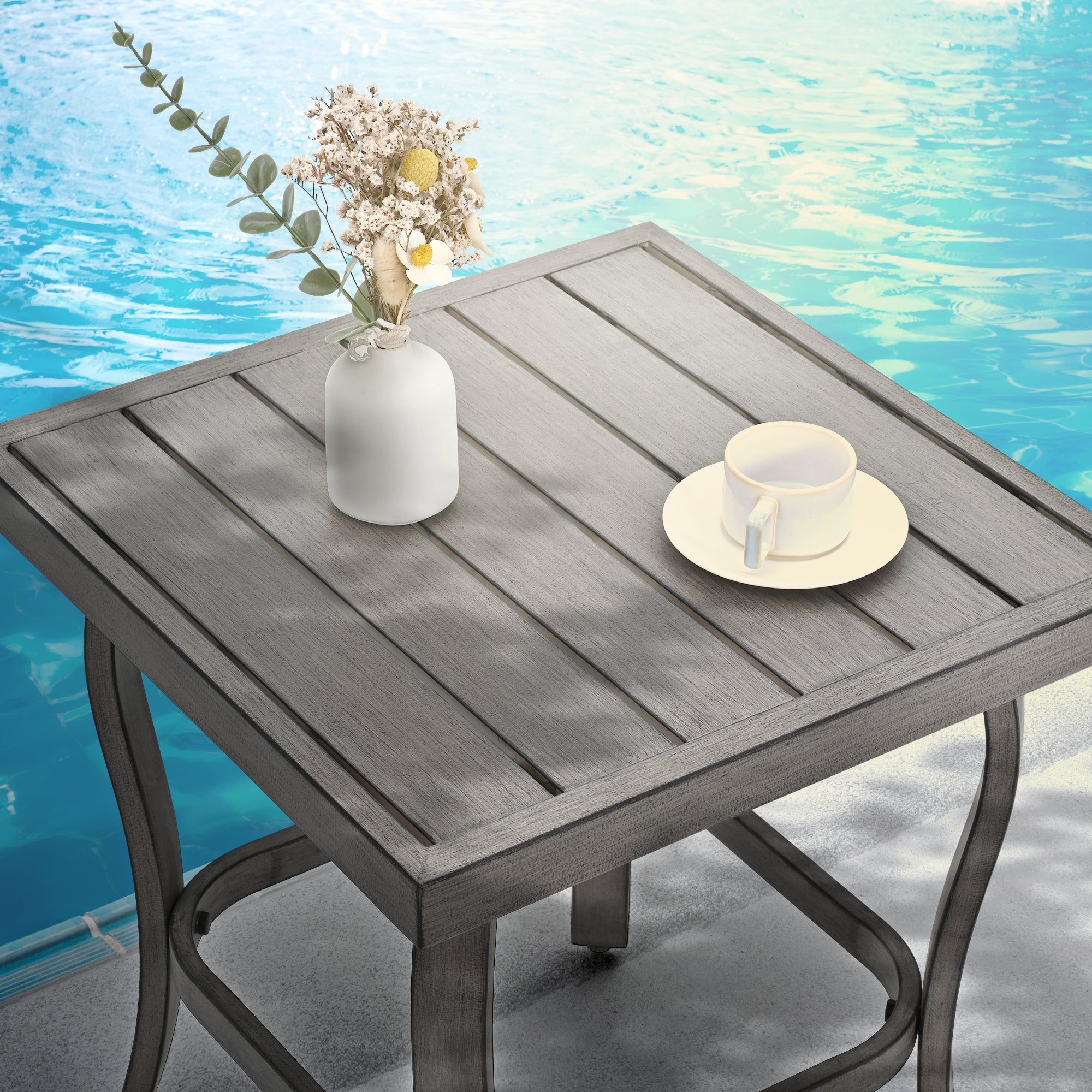 HAPPATIO Aluminum Outdoor Bistro Set 3 Piece Swivel Rocker Patio Chairs with Thick Cushions and Side Table Small Patio Furniture Set for Backyard