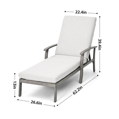 HAPPATIO Aluminum Patio Chaise Lounge, Aluminum Patio Lounge Chair, Pool Lounge Chair with Cushion, Outdoor Chaise Lounge Chair for Deck (Gray)